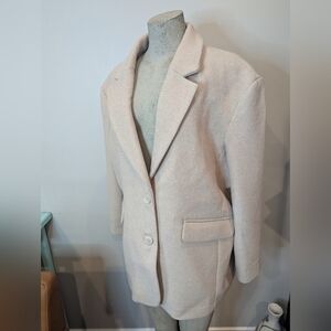 Wool Blend Oversized Blazer Jacket Coat Oversized L/XL Color cream- Sand